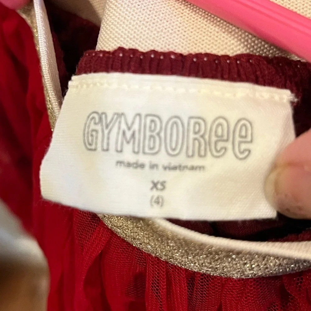 Gymboree XS (4) holiday tulle skirt in dark red